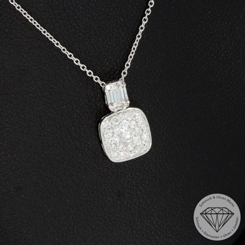 Wert 1950 € Brillant Diamant Anhänger mit Kette in 750er 18 K Weißgold - 91826