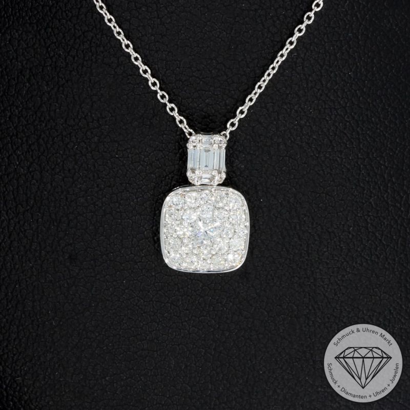 Wert 1950 € Brillant Diamant Anhänger mit Kette in 750er 18 K Weißgold - 91826