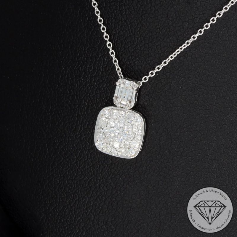 Wert 1950 € Brillant Diamant Anhänger mit Kette in 750er 18 K Weißgold - 91826