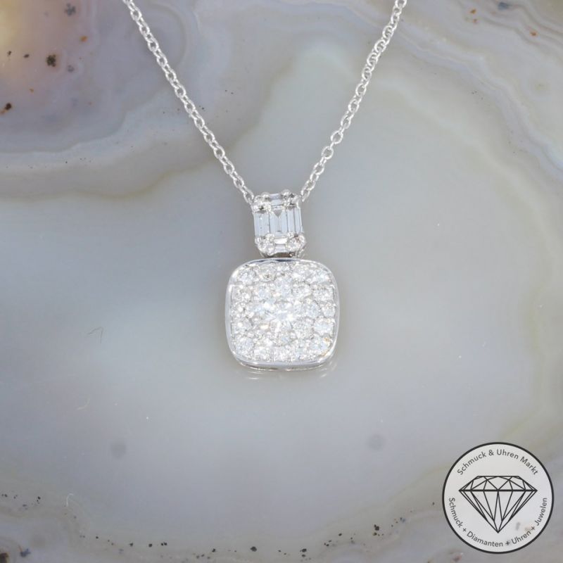 Wert 1950 € Brillant Diamant Anhänger mit Kette in 750er 18 K Weißgold - 91826