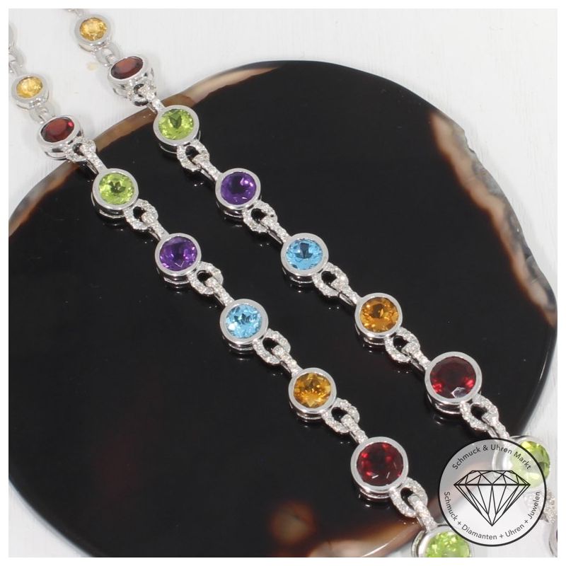 Wert 9990 € Brillant Farbedelstein Collier in 585er 14 K Weißgold - 91831