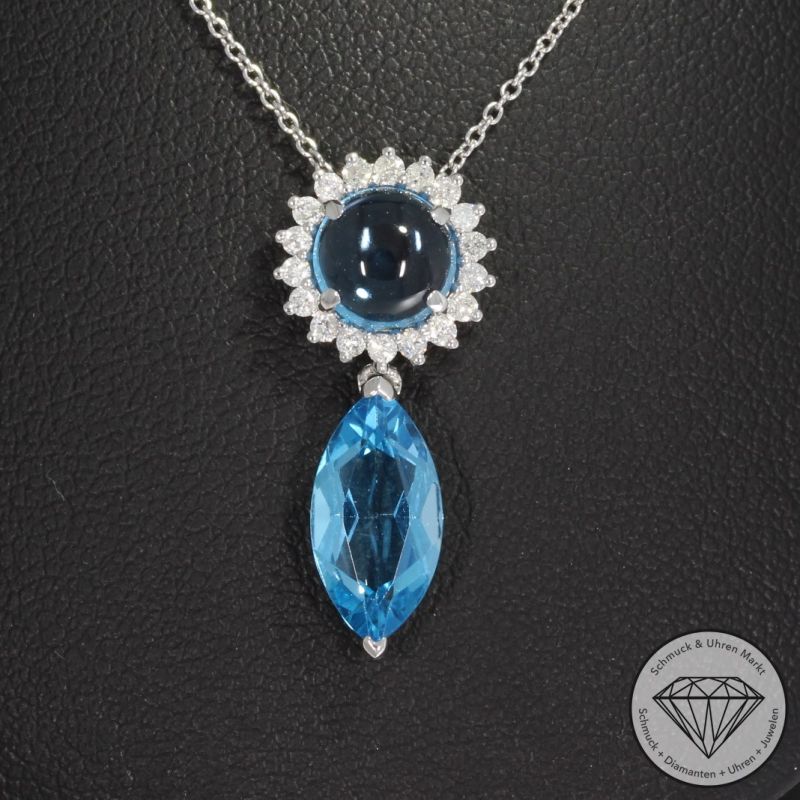 Wert 1250 € Brillant Topas Collier in 750er 18 K Weißgold - 91832