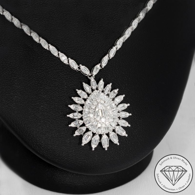 Wert 15690 € Brillant Diamant Collier in 750er 18 K Weißgold - 91844