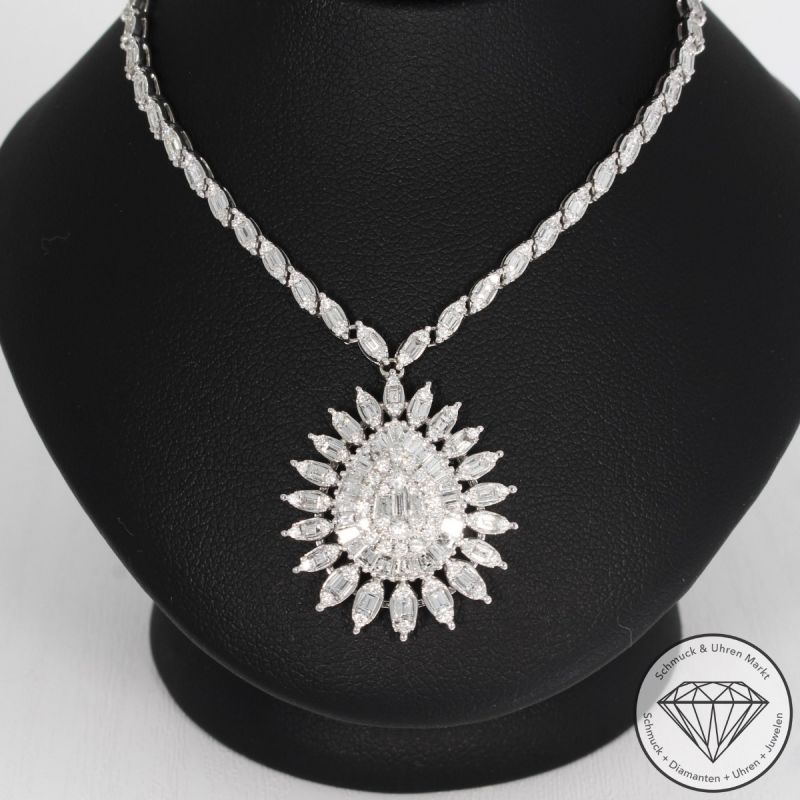 Wert 15690 € Brillant Diamant Collier in 750er 18 K Weißgold - 91844