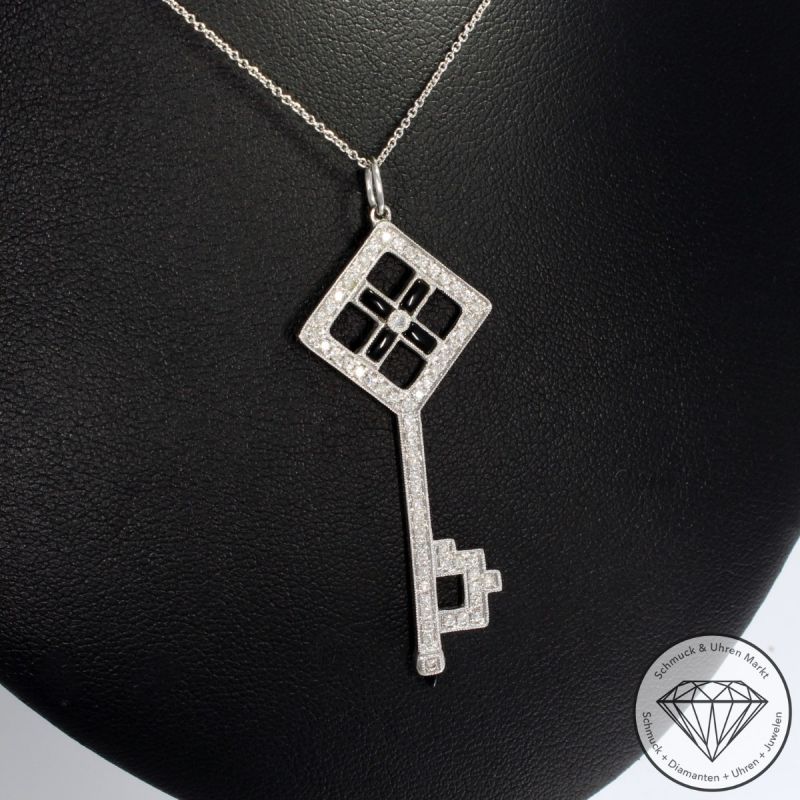Wert 2550 € Brillant Onyx Collier in 750er 18 K Weißgold - 91847