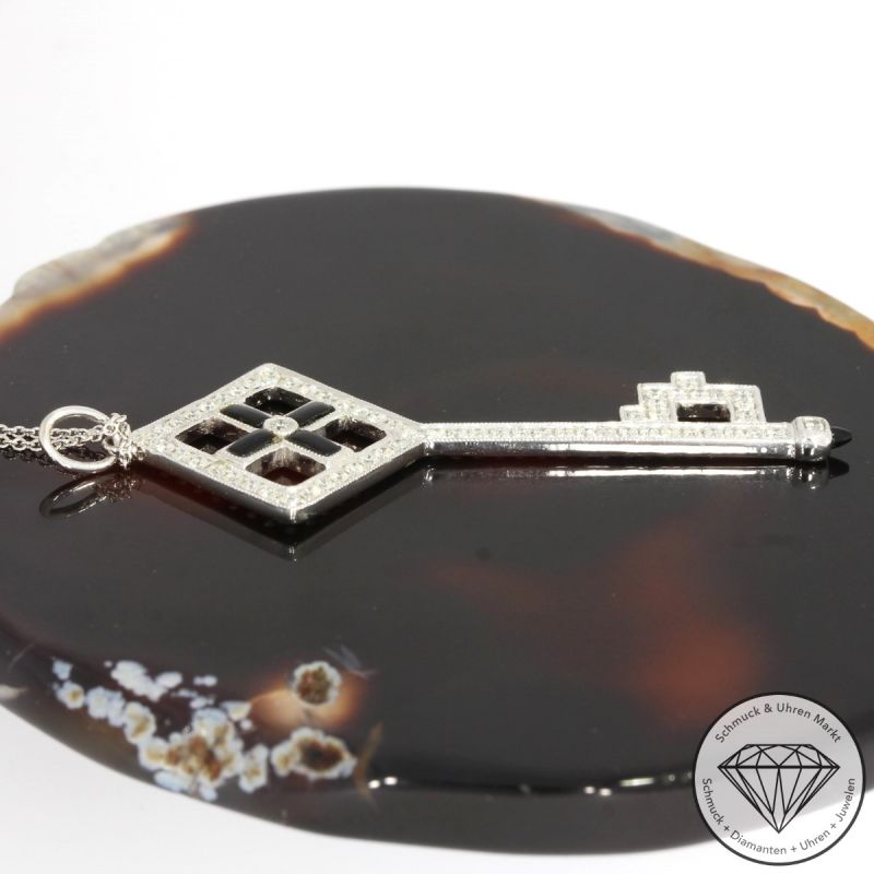 Wert 2550 € Brillant Onyx Collier in 750er 18 K Weißgold - 91847