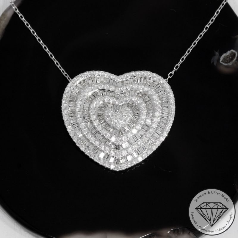 Sale! Wert 9150 € Brillant Diamant Collier Herz in 750er 18 K Weißgold - 91849