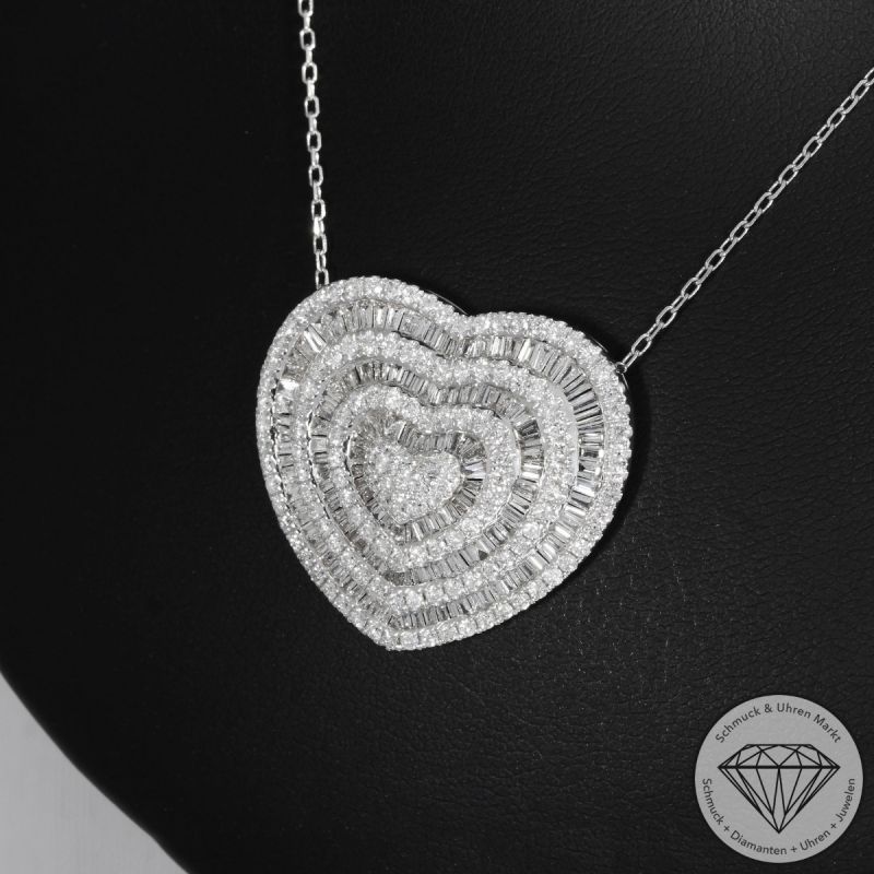 Sale! Wert 9150 € Brillant Diamant Collier Herz in 750er 18 K Weißgold - 91849
