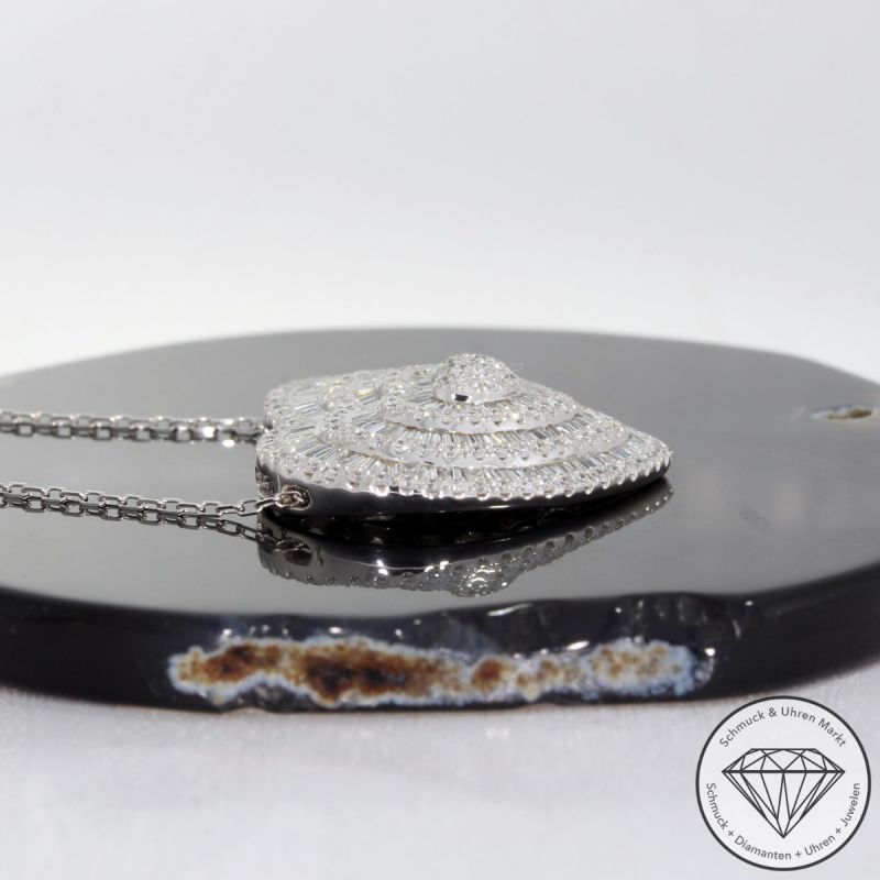 Sale! Wert 9150 € Brillant Diamant Collier Herz in 750er 18 K Weißgold - 91849