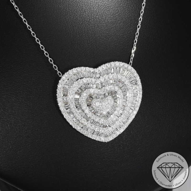 Sale! Wert 9150 € Brillant Diamant Collier Herz in 750er 18 K Weißgold - 91849