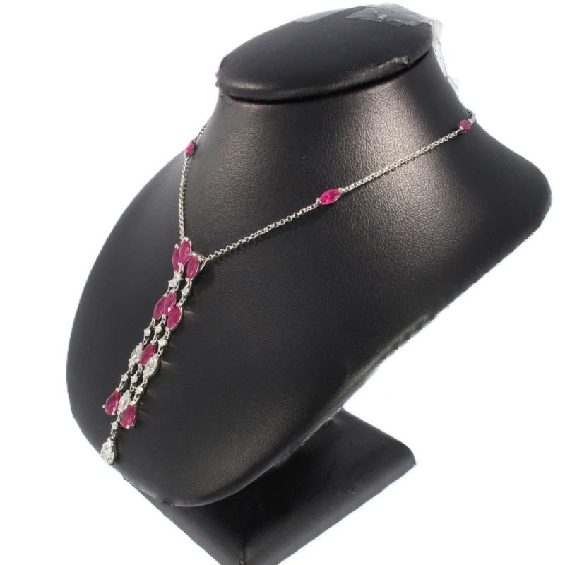 Wert 4950 € Brillant Diamant Rubin Collier in 750er 18 K Weißgold - 91862