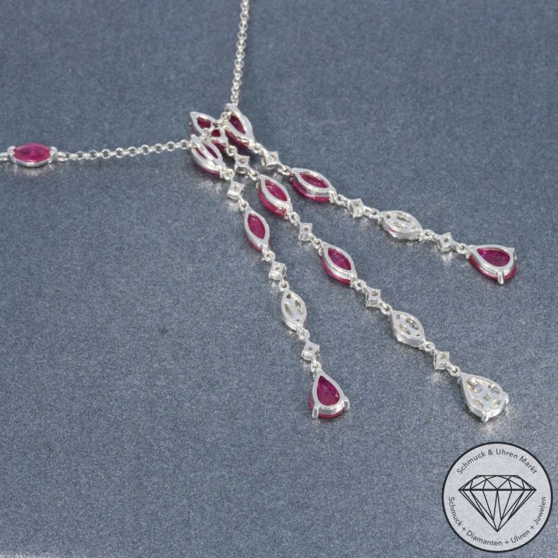 Wert 4950 € Brillant Diamant Rubin Collier in 750er 18 K Weißgold - 91862