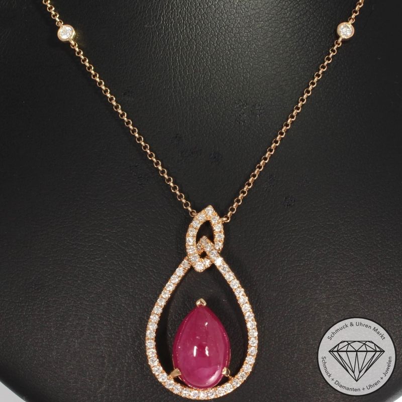 Wert 4050 € Brillant Rubin Collier in 750er 18 K Rosegold - 91869