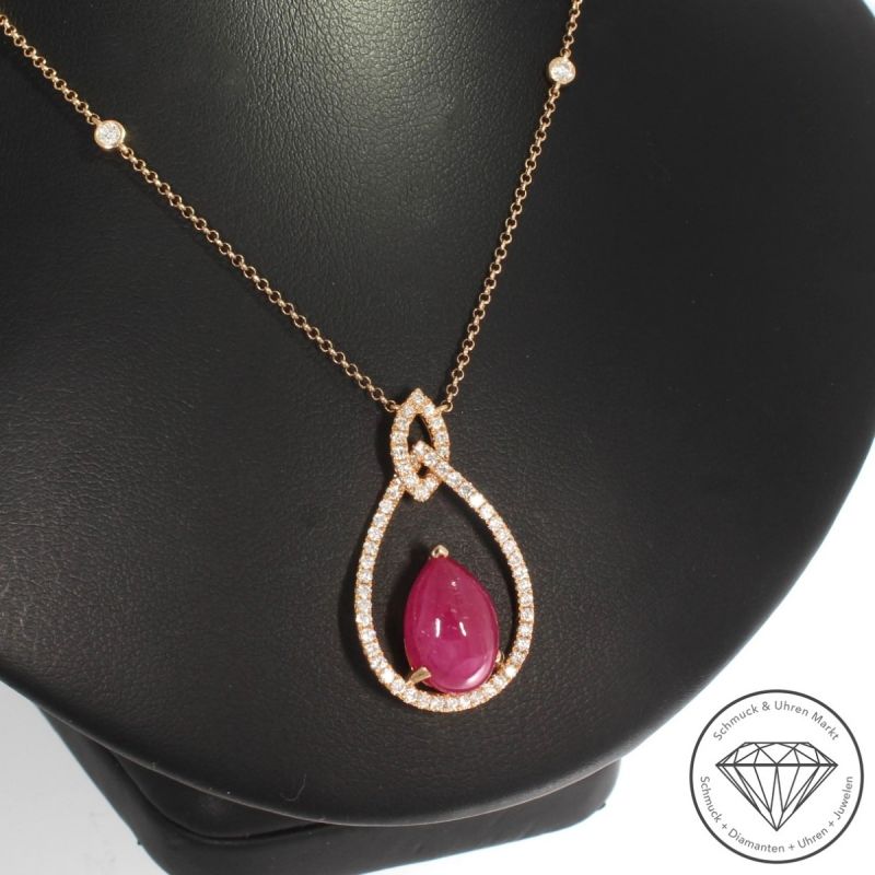 Wert 4050 € Brillant Rubin Collier in 750er 18 K Rosegold - 91869