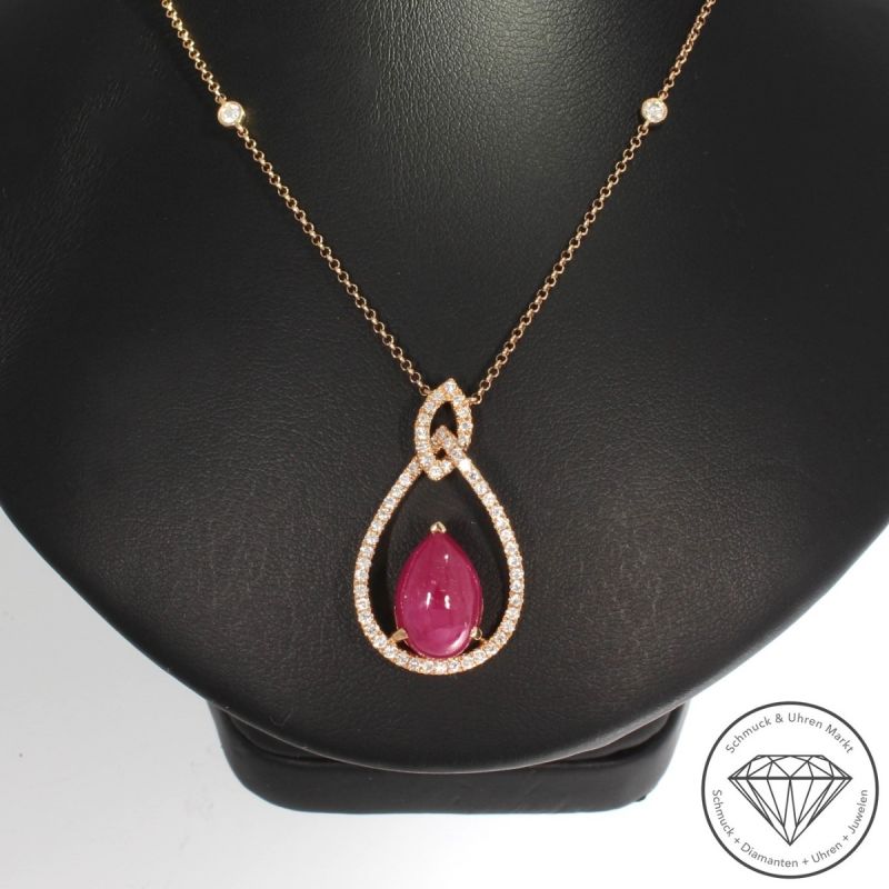 Wert 4050 € Brillant Rubin Collier in 750er 18 K Rosegold - 91869