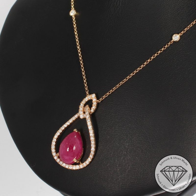 Wert 4050 € Brillant Rubin Collier in 750er 18 K Rosegold - 91869