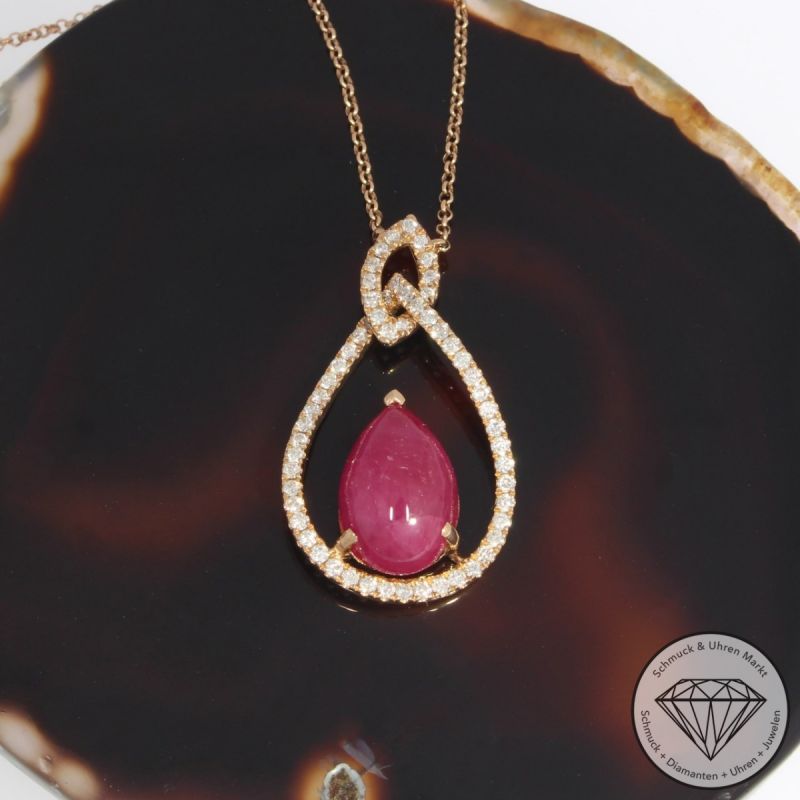 Wert 4050 € Brillant Rubin Collier in 750er 18 K Rosegold - 91869