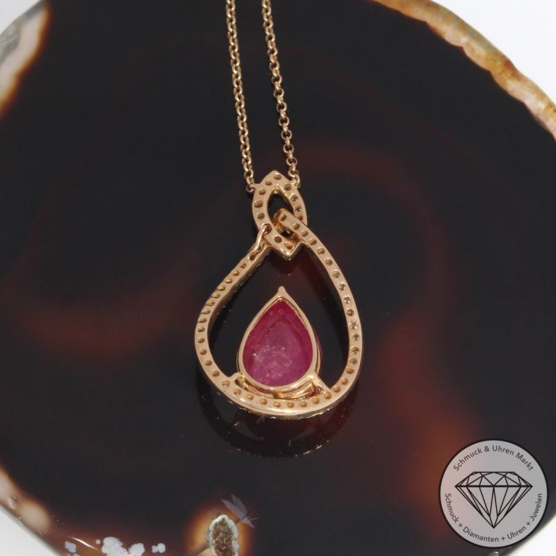 Wert 4050 € Brillant Rubin Collier in 750er 18 K Rosegold - 91869