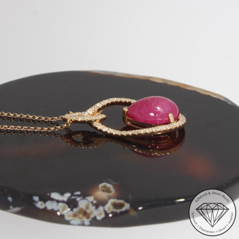 Wert 4050 € Brillant Rubin Collier in 750er 18 K Rosegold - 91869