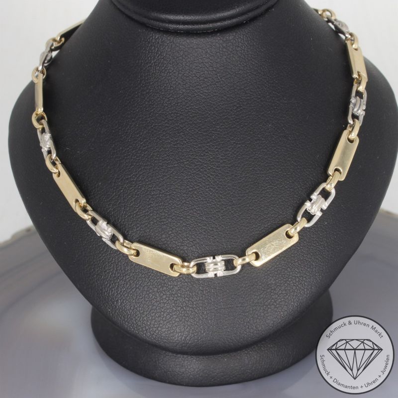 Wert 5900 € Bicolor Plättchen Steigbügel Kette (26,2 Gramm) in 585er 14 K Gold - 91901