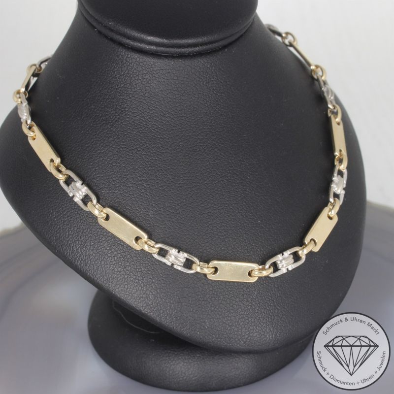 Wert 5900 € Bicolor Plättchen Steigbügel Kette (26,2 Gramm) in 585er 14 K Gold - 91901