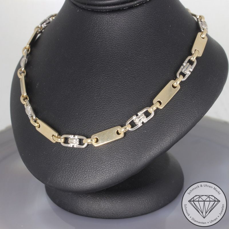 Wert 5900 € Bicolor Plättchen Steigbügel Kette (26,2 Gramm) in 585er 14 K Gold - 91901
