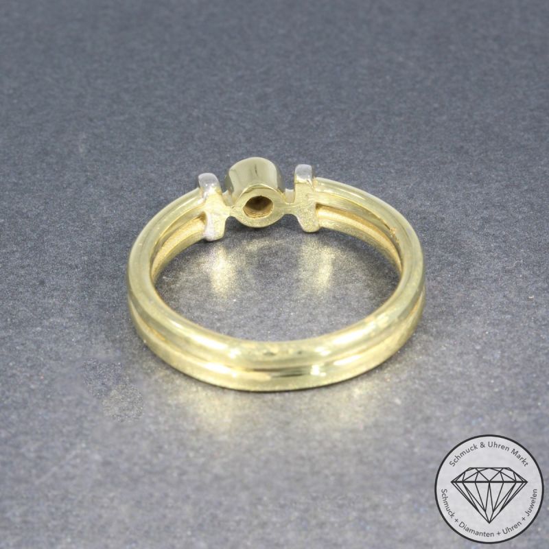 Wert 1250 € Bicolor Solitär Brillant Ring (ca. 0,12 carat) in 585er 14 K Gold - 91904