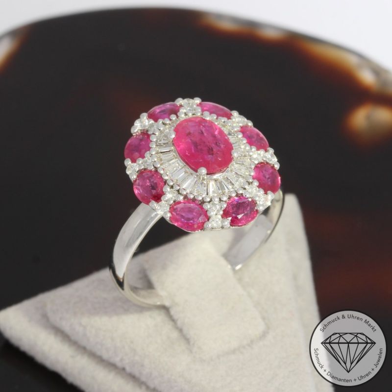 Wert 3250 € Brillant Diamant Rubin Ring in 750er 18 K Weißgold - 92030