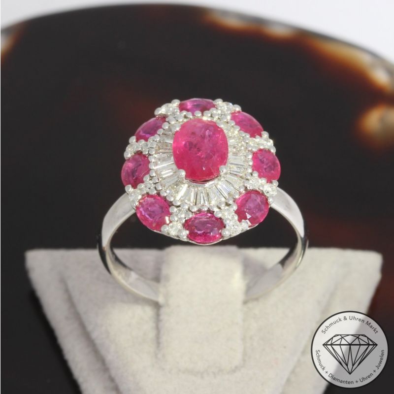 Wert 3250 € Brillant Diamant Rubin Ring in 750er 18 K Weißgold - 92030