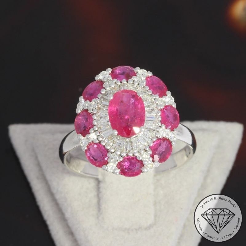 Wert 3250 € Brillant Diamant Rubin Ring in 750er 18 K Weißgold - 92030