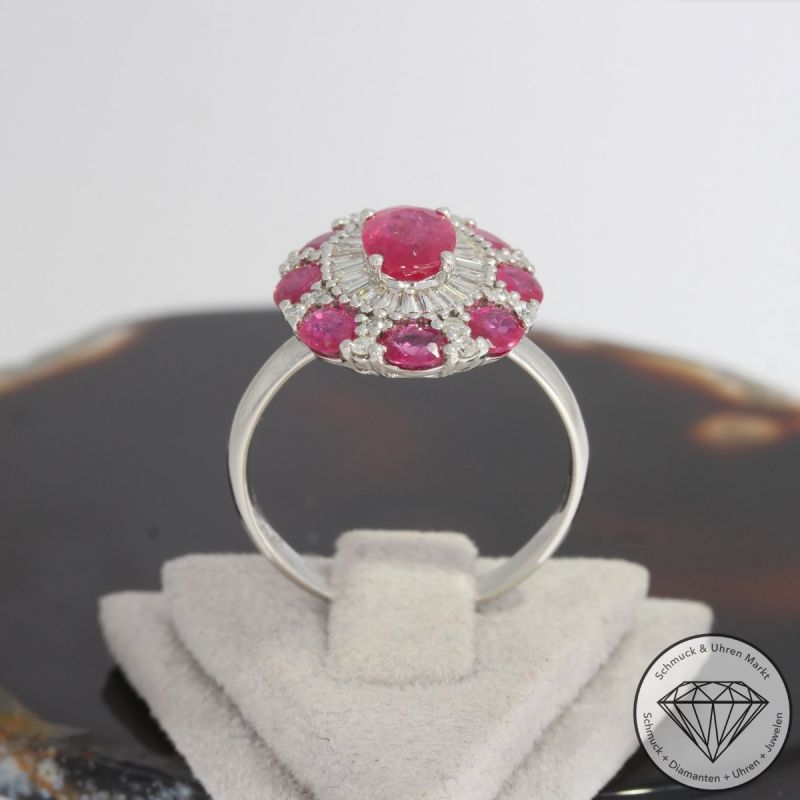 Wert 3250 € Brillant Diamant Rubin Ring in 750er 18 K Weißgold - 92030
