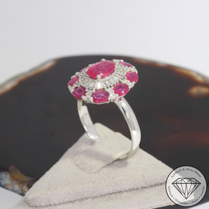 Wert 3250 € Brillant Diamant Rubin Ring in 750er 18 K Weißgold - 92030