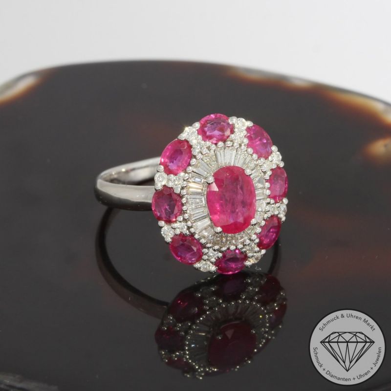 Wert 3250 € Brillant Diamant Rubin Ring in 750er 18 K Weißgold - 92030