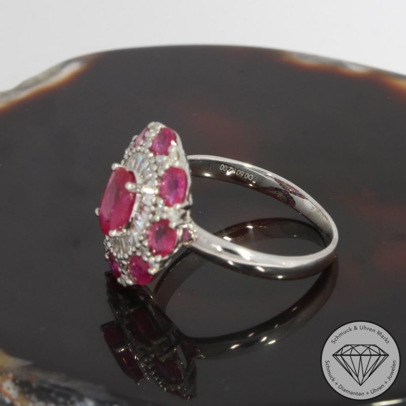 Wert 3250 € Brillant Diamant Rubin Ring in 750er 18 K Weißgold - 92030