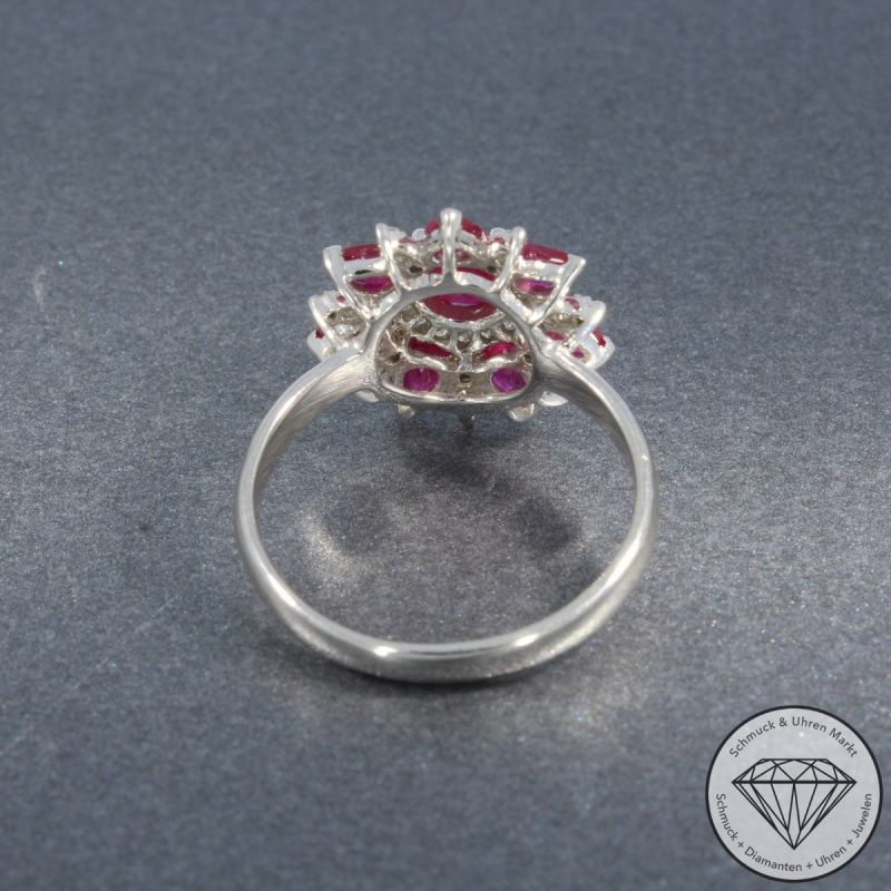 Wert 2190 € Brillant Diamant Rubin Ring in 750er 18 K Weißgold - 92031