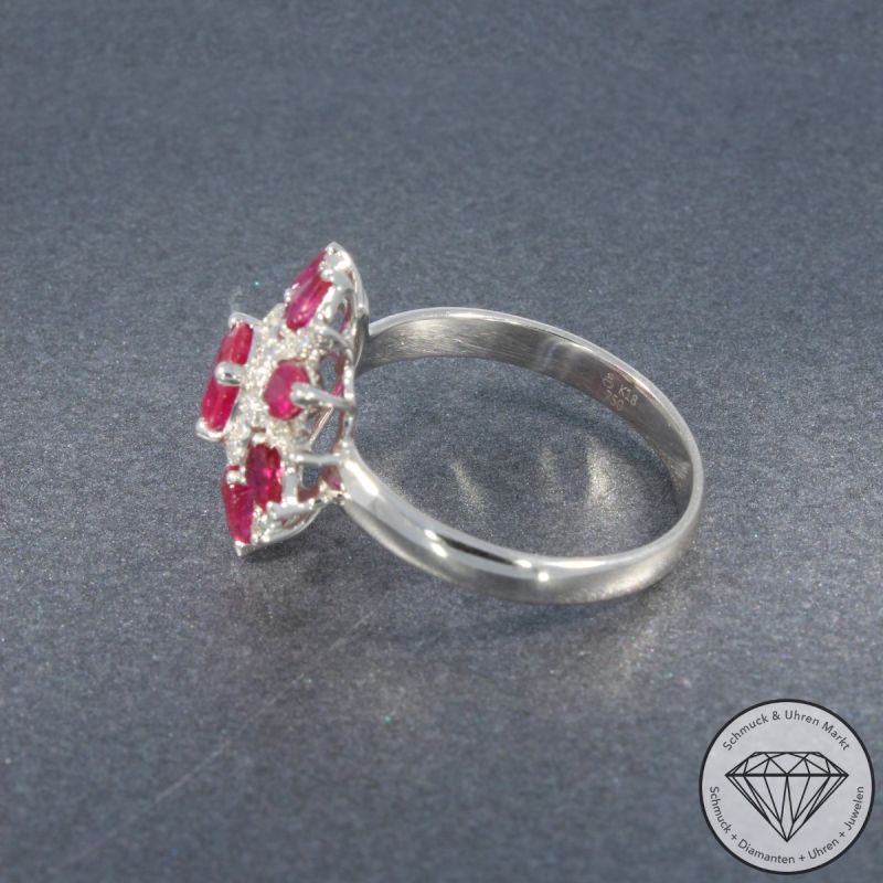 Wert 2190 € Brillant Diamant Rubin Ring in 750er 18 K Weißgold - 92031