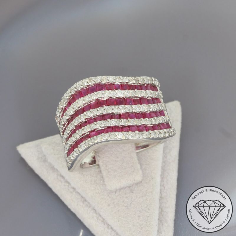 Wert 7450 € Brillant Rubin Ring in 750er 18 K Weißgold - 92034