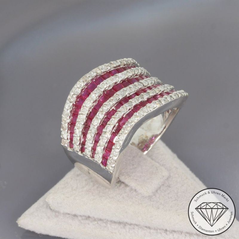 Wert 7450 € Brillant Rubin Ring in 750er 18 K Weißgold - 92034