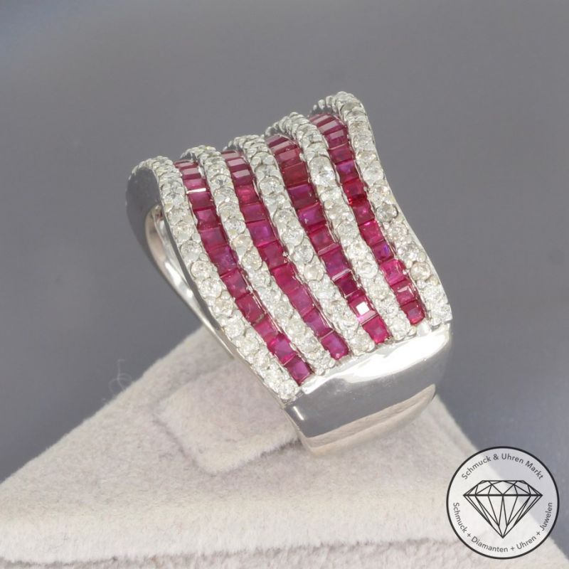Wert 7450 € Brillant Rubin Ring in 750er 18 K Weißgold - 92034