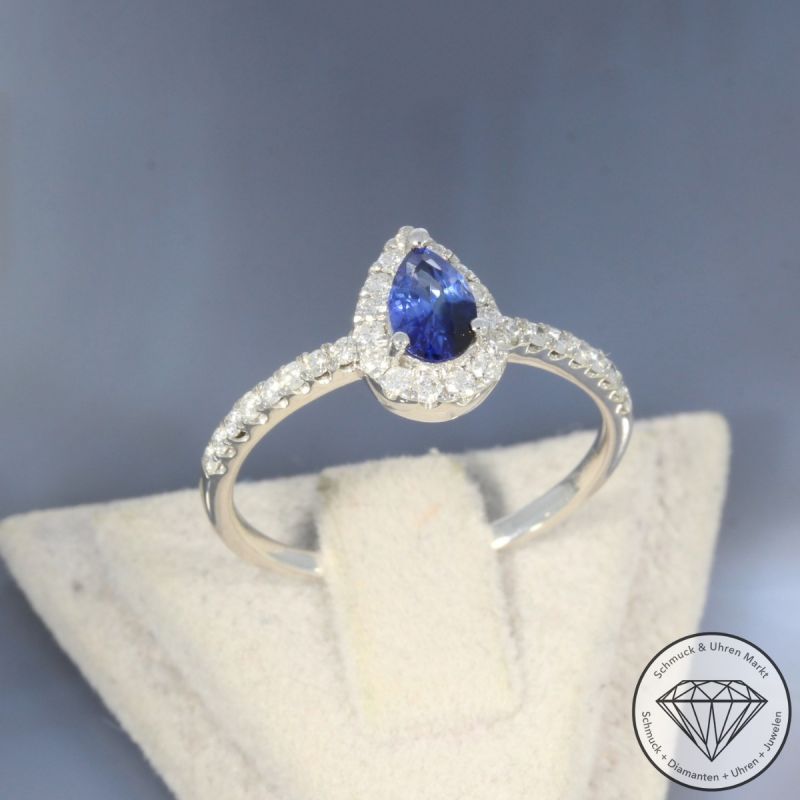 Wert 1650 € Brillant Saphir Ring in 750er 18 K Weißgold - 92035