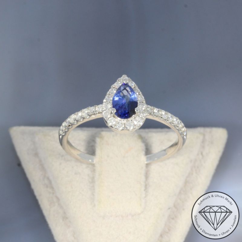 Wert 1650 € Brillant Saphir Ring in 750er 18 K Weißgold - 92035