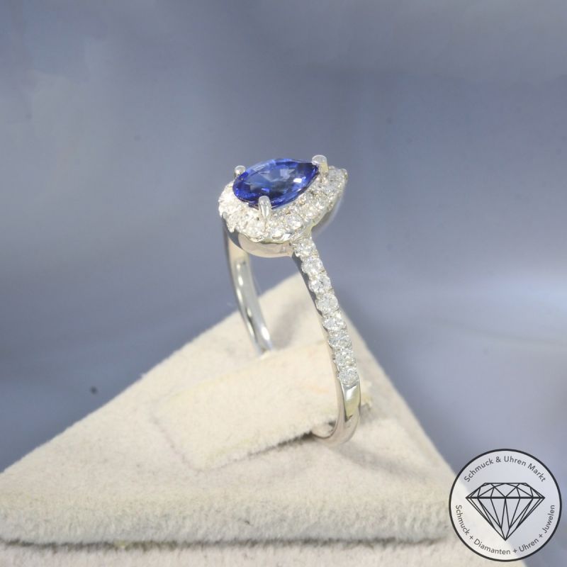 Wert 1650 € Brillant Saphir Ring in 750er 18 K Weißgold - 92035