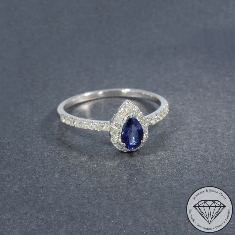Wert 1650 € Brillant Saphir Ring in 750er 18 K Weißgold - 92035