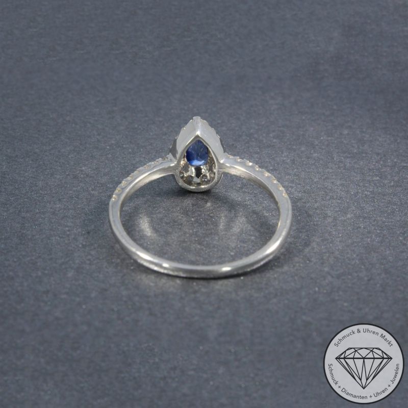 Wert 1650 € Brillant Saphir Ring in 750er 18 K Weißgold - 92035