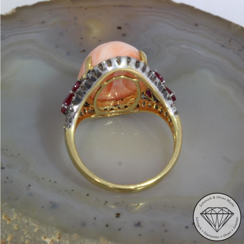 Sale! Wert 2550 € Bicolor Brillant Rubin Engelhaut Ring in 750er 18 K Gold - 92041