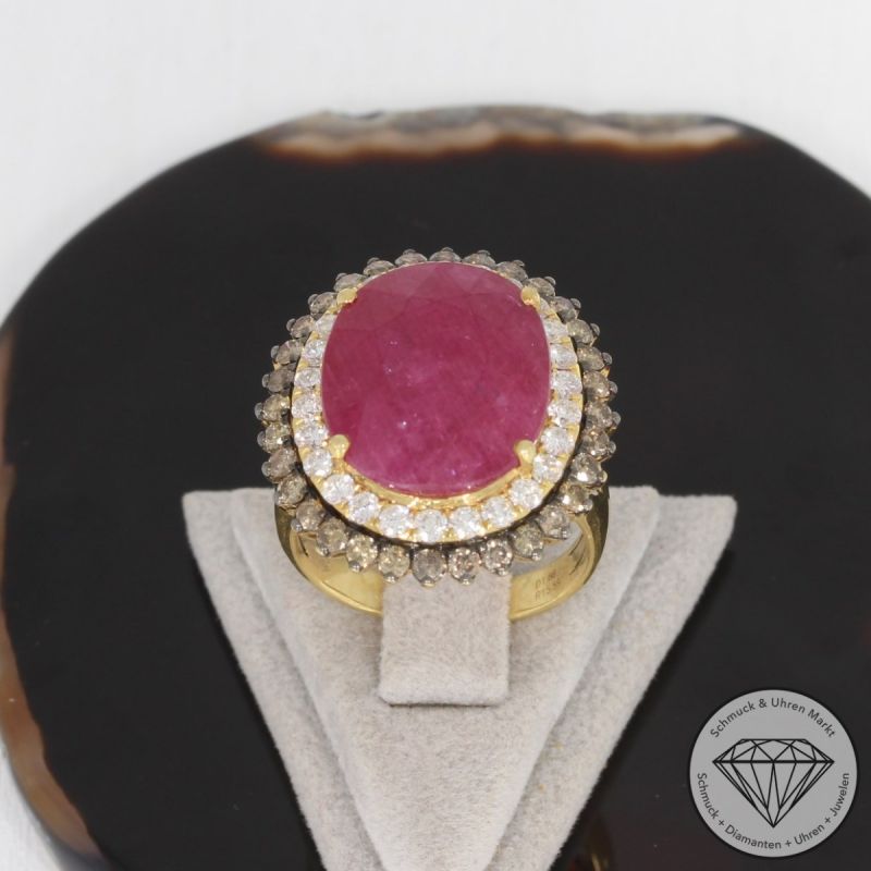 Wert 15950 € Brillant Rubin Ring in 750er 18 K Gelbgold - 92042