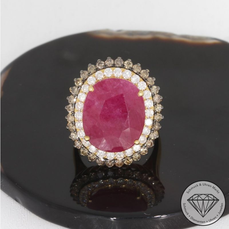 Wert 15950 € Brillant Rubin Ring in 750er 18 K Gelbgold - 92042