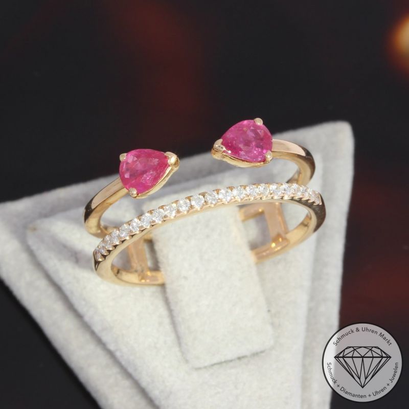 Sale! Wert 1490 € Brillant Rubin Ring in 750er 18 K Rosegold - 92061