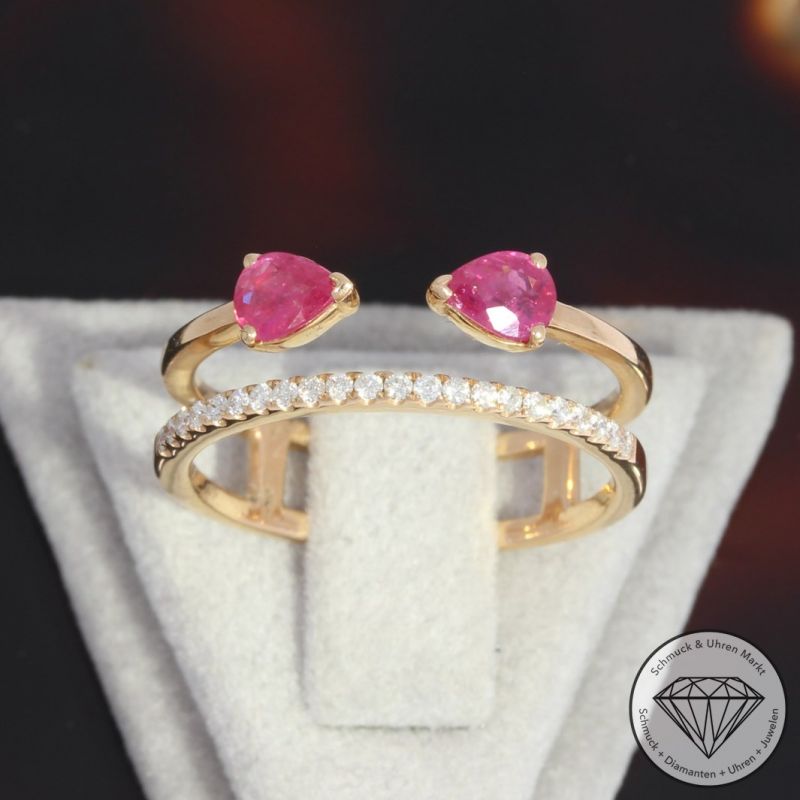 Sale! Wert 1490 € Brillant Rubin Ring in 750er 18 K Rosegold - 92061