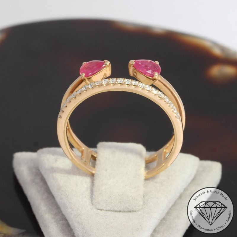 Sale! Wert 1490 € Brillant Rubin Ring in 750er 18 K Rosegold - 92061